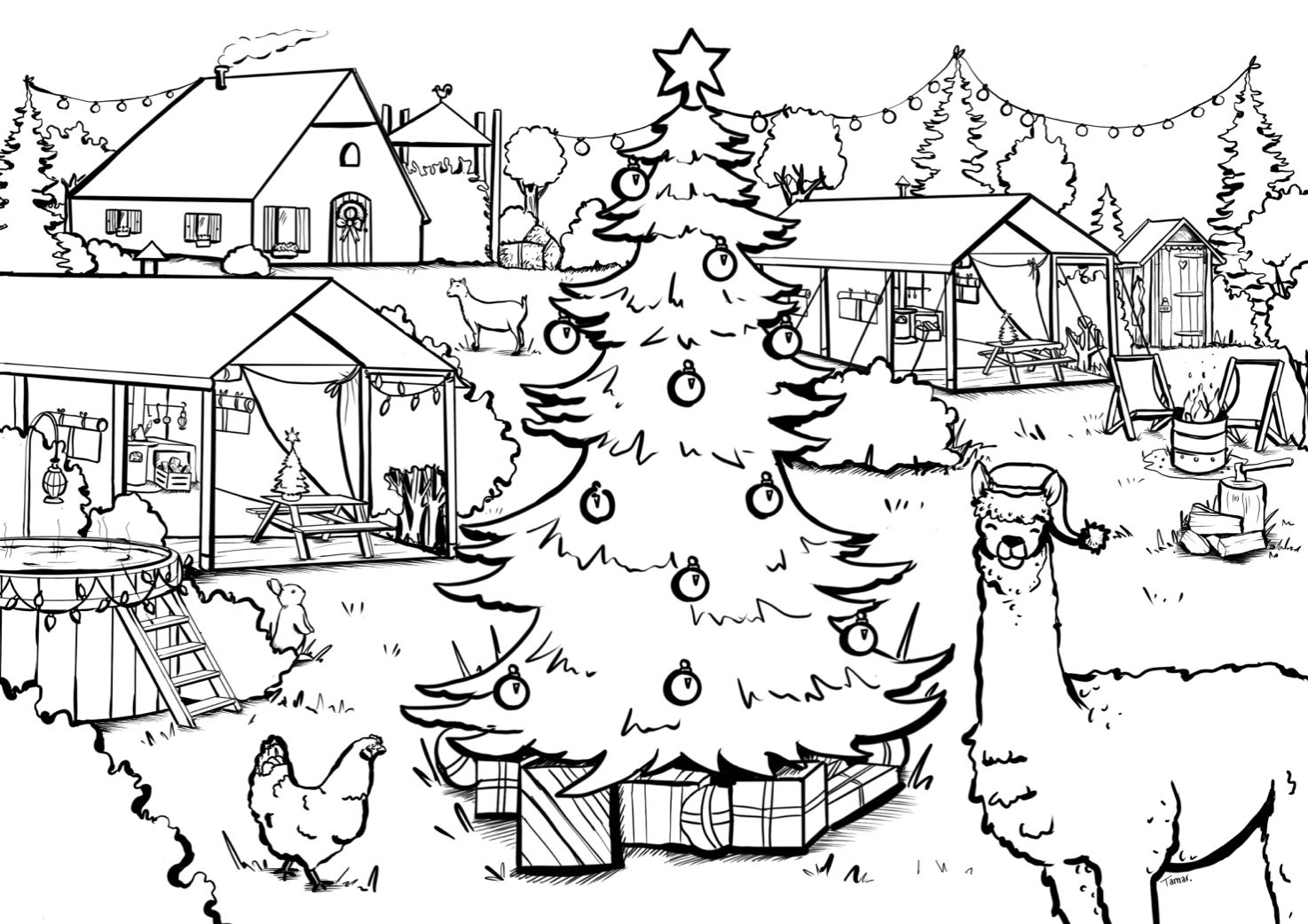 BoerenBed Kerstkleurplaat