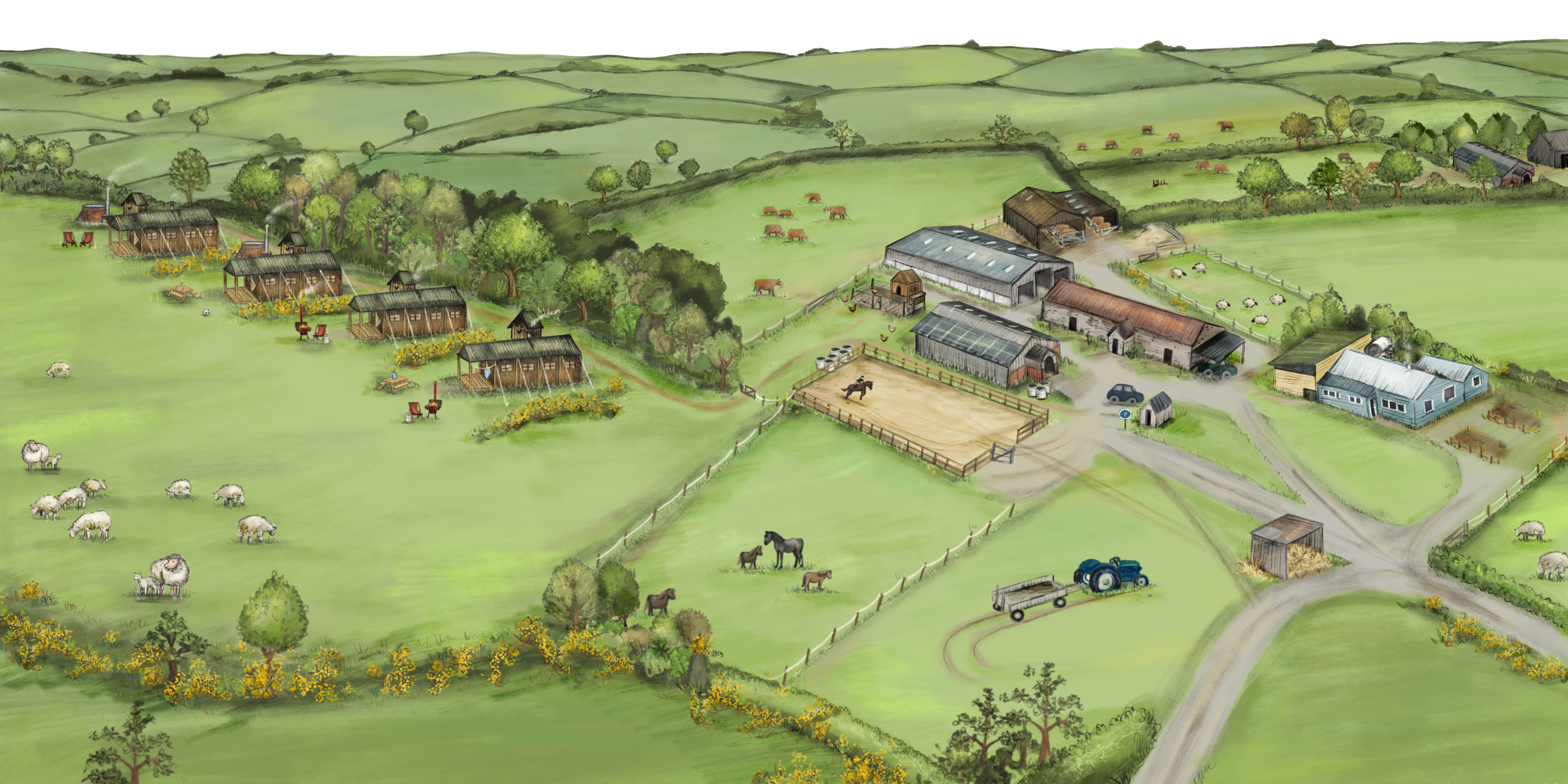 Colored illustration Berthlwyd Farm